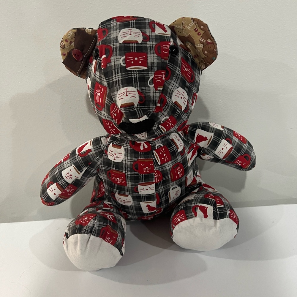Plaid Cat Patterned Teddy Bear